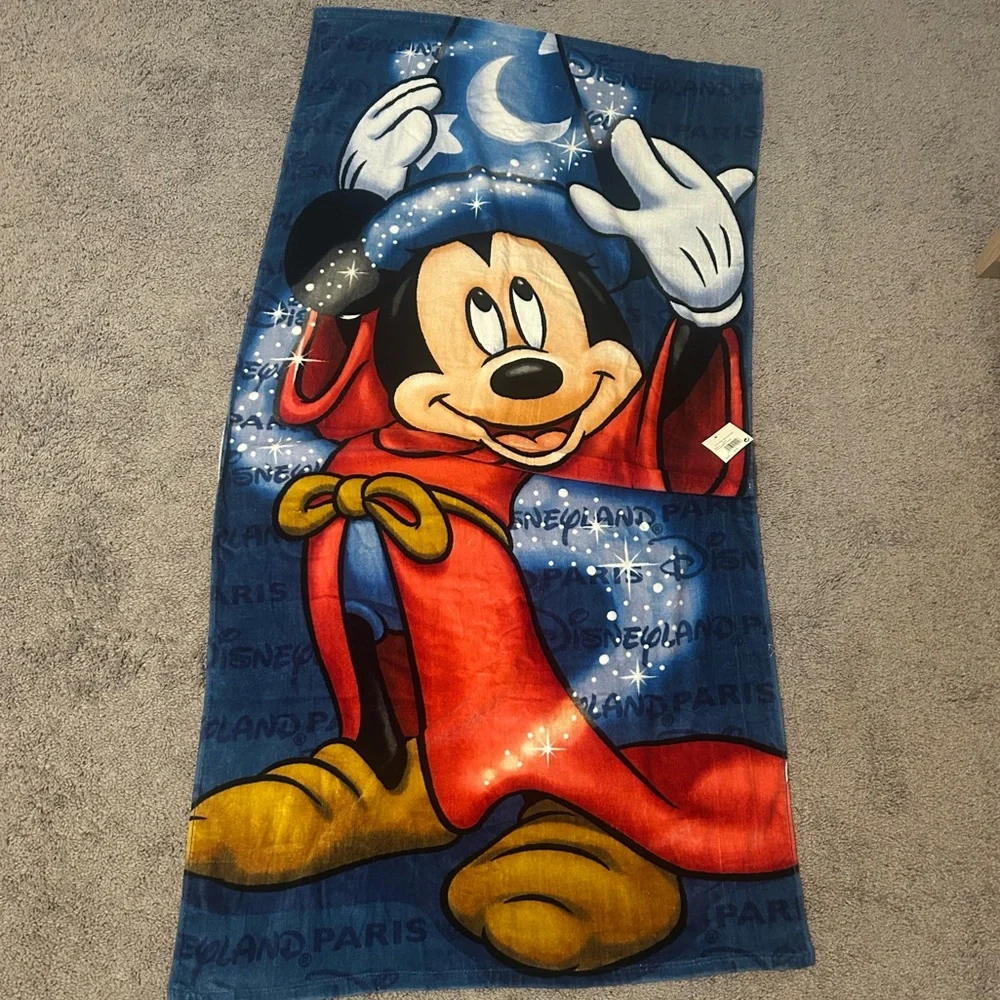 Disneyland Paris Fantasia Sorcerer Mickey Beach Towel – Authentic Disney NWT